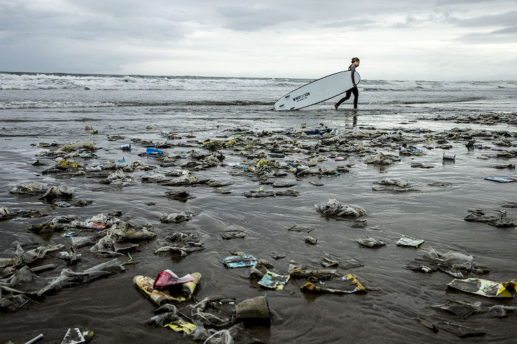 Plastic Pollution on Kuta Beach; Bali